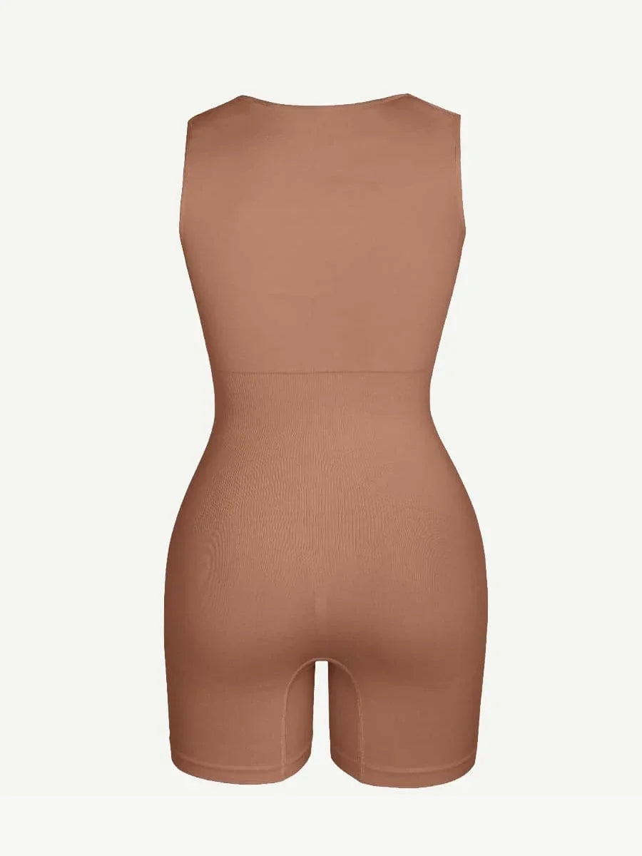 Eco-friendly Seamless Square Neck Waist and Belly Shaping Jumpsuit -