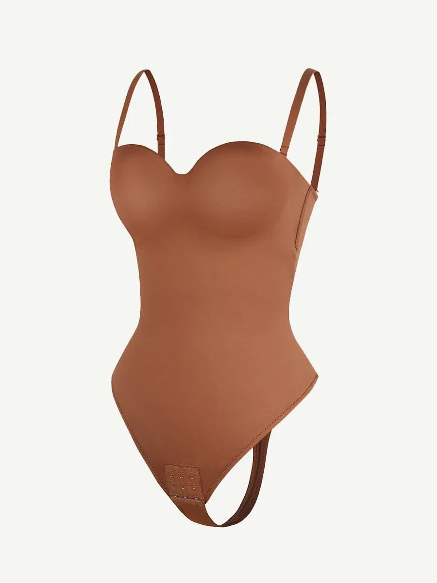One-Piece Underwire Strap Removable Waist And Abdomen Shaping Thong Bodysuit -