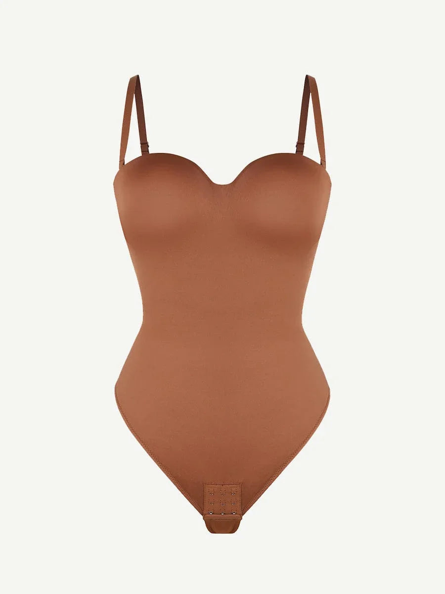 One-Piece Underwire Strap Removable Waist And Abdomen Shaping Thong Bodysuit -