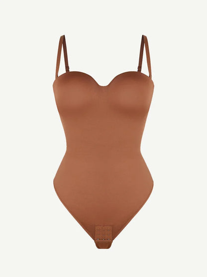 One-Piece Underwire Strap Removable Waist And Abdomen Shaping Thong Bodysuit -