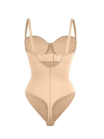 One-Piece Underwire Strap Removable Waist And Abdomen Shaping Thong Bodysuit -