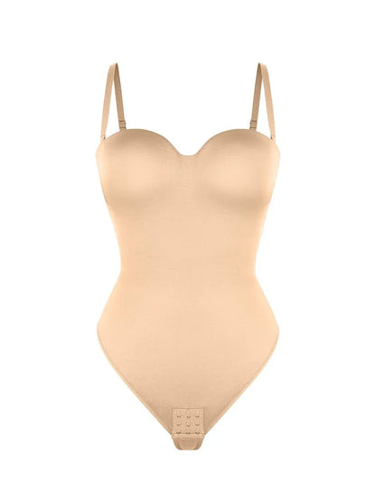 One-Piece Underwire Strap Removable Waist And Abdomen Shaping Thong Bodysuit -