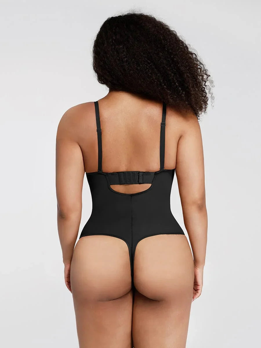 One-Piece Underwire Strap Removable Waist And Abdomen Shaping Thong Bodysuit -