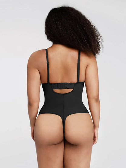 One-Piece Underwire Strap Removable Waist And Abdomen Shaping Thong Bodysuit -