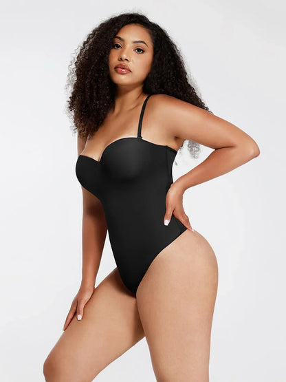 One-Piece Underwire Strap Removable Waist And Abdomen Shaping Thong Bodysuit -