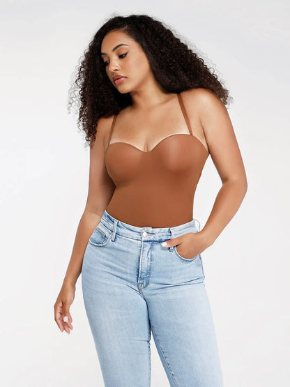 One-Piece Underwire Strap Removable Waist And Abdomen Shaping Thong Bodysuit -