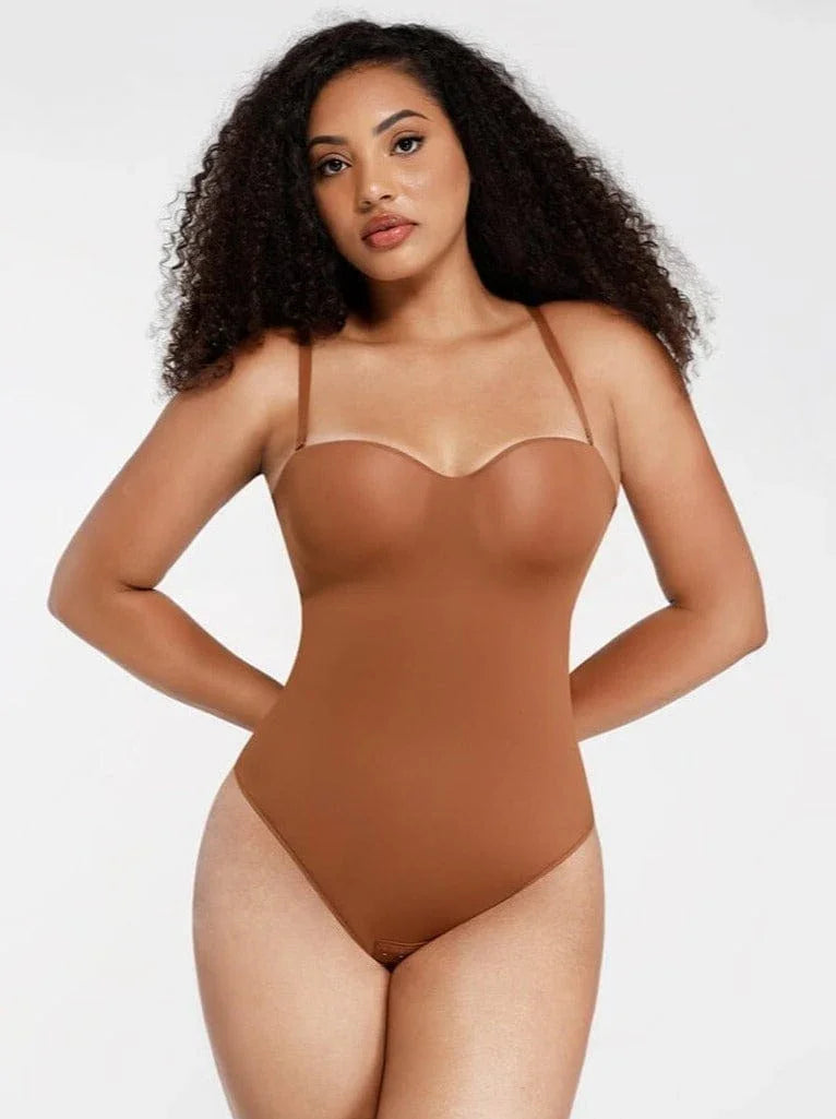 One-Piece Underwire Strap Removable Waist And Abdomen Shaping Thong Bodysuit -