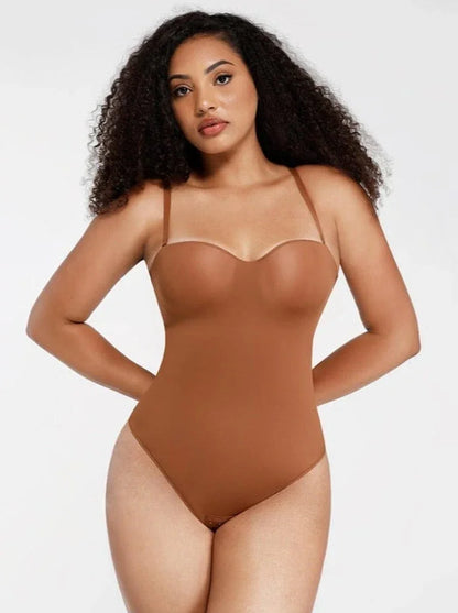 One-Piece Underwire Strap Removable Waist And Abdomen Shaping Thong Bodysuit -