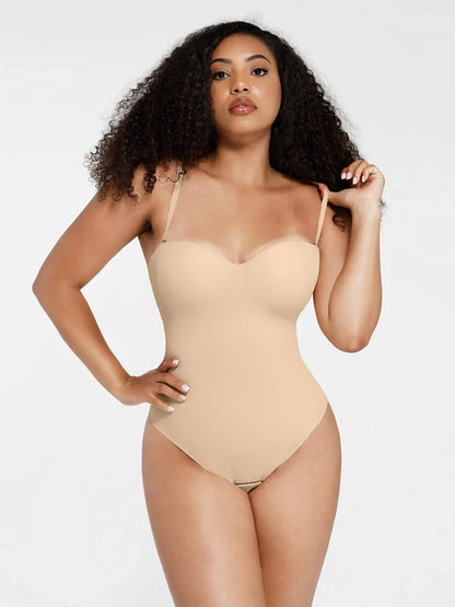 One-Piece Underwire Strap Removable Waist And Abdomen Shaping Thong Bodysuit -