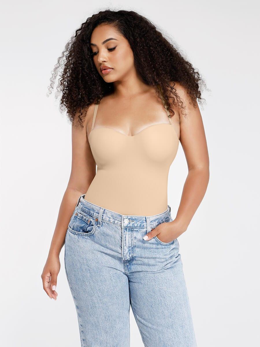 One-Piece Underwire Strap Removable Waist And Abdomen Shaping Thong Bodysuit -