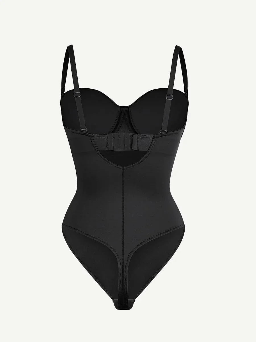 One-Piece Underwire Strap Removable Waist And Abdomen Shaping Thong Bodysuit -