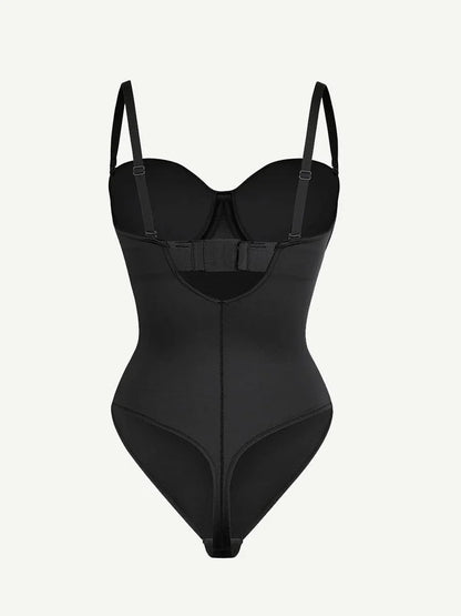 One-Piece Underwire Strap Removable Waist And Abdomen Shaping Thong Bodysuit -