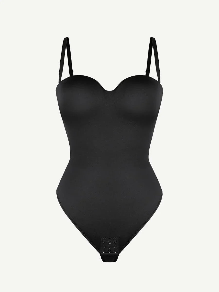One-Piece Underwire Strap Removable Waist And Abdomen Shaping Thong Bodysuit -