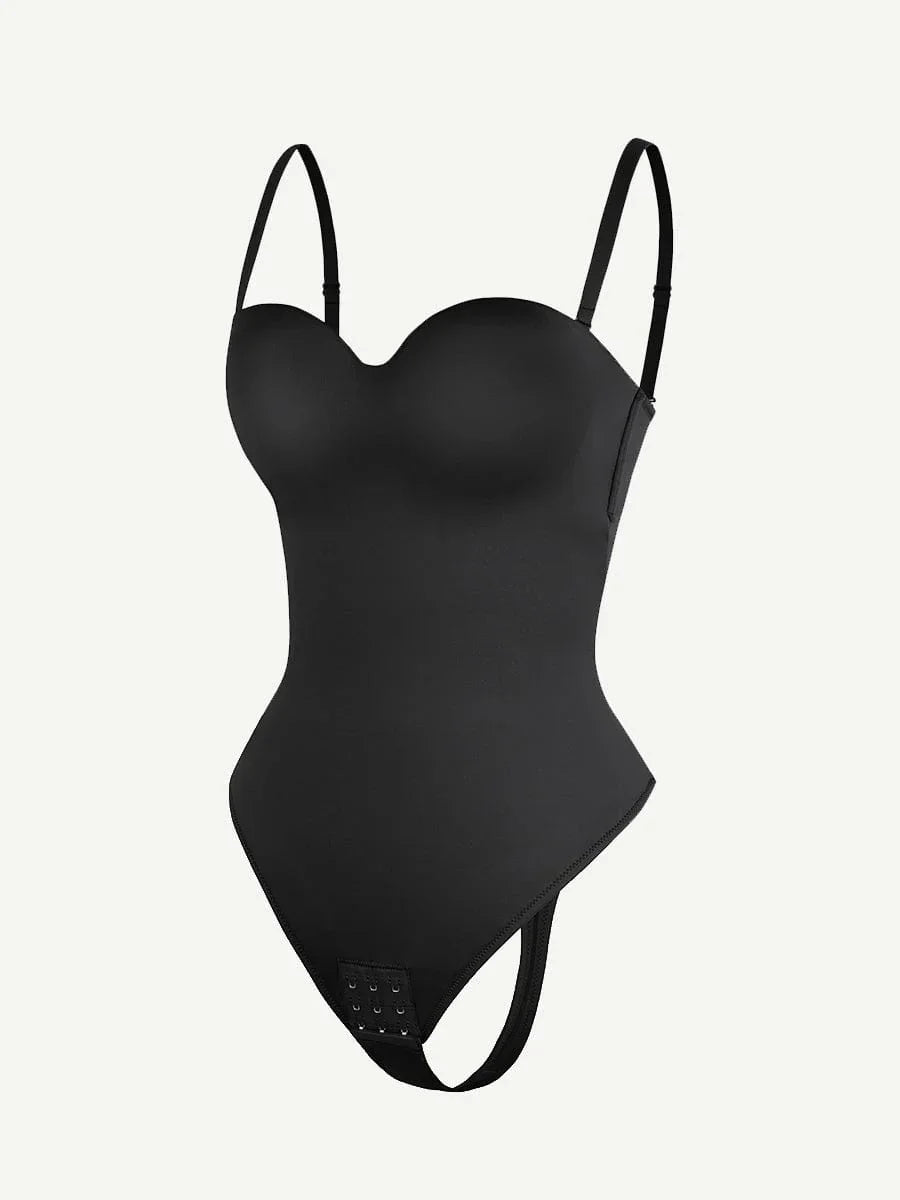 One-Piece Underwire Strap Removable Waist And Abdomen Shaping Thong Bodysuit -