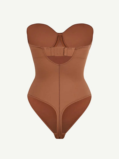 One-Piece Underwire Strap Removable Waist And Abdomen Shaping Thong Bodysuit -