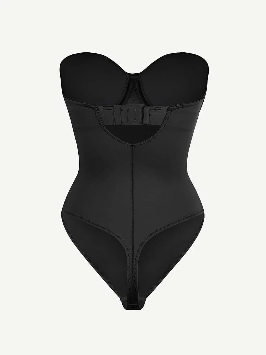 One-Piece Underwire Strap Removable Waist And Abdomen Shaping Thong Bodysuit -