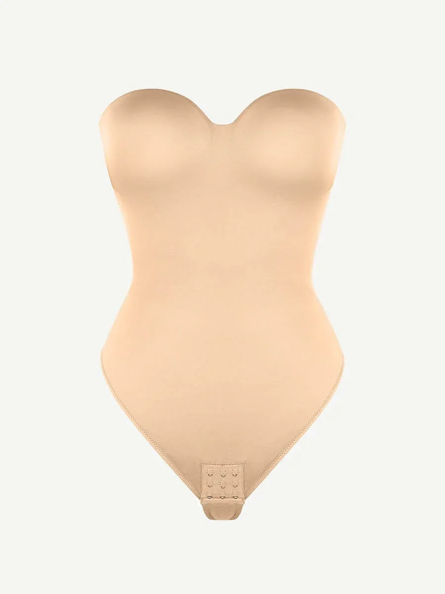 One-Piece Underwire Strap Removable Waist And Abdomen Shaping Thong Bodysuit -