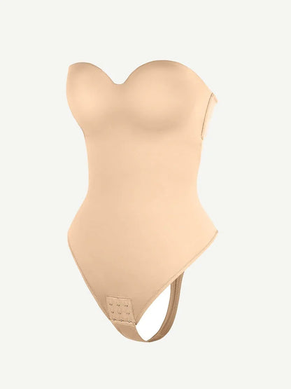 One-Piece Underwire Strap Removable Waist And Abdomen Shaping Thong Bodysuit -