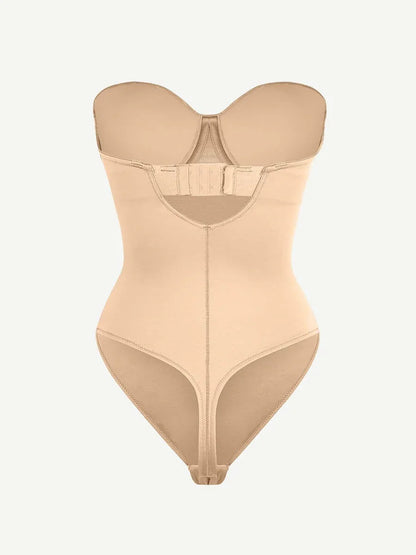 One-Piece Underwire Strap Removable Waist And Abdomen Shaping Thong Bodysuit -