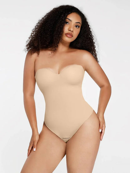 One-Piece Underwire Strap Removable Waist And Abdomen Shaping Thong Bodysuit -