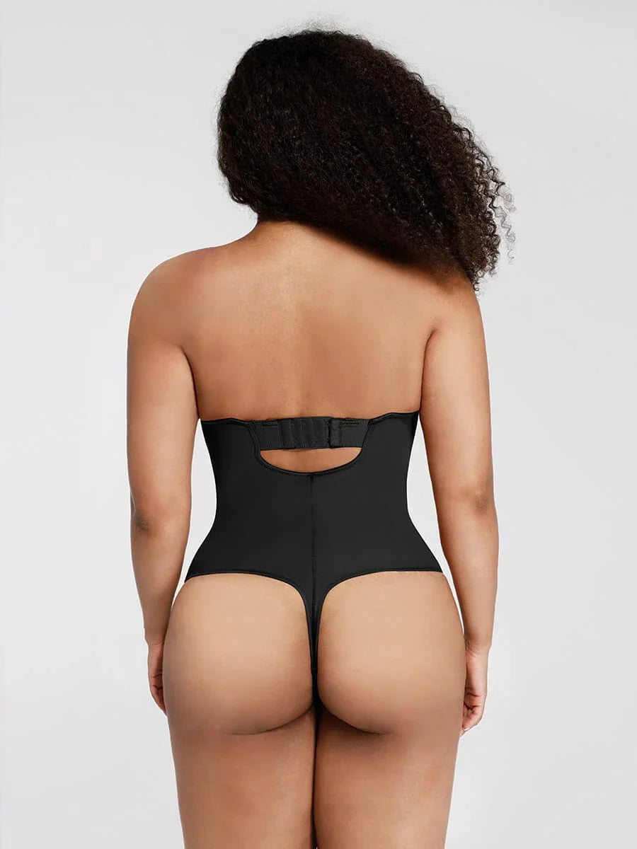 One-Piece Underwire Strap Removable Waist And Abdomen Shaping Thong Bodysuit -
