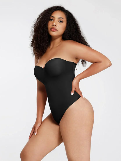 One-Piece Underwire Strap Removable Waist And Abdomen Shaping Thong Bodysuit -
