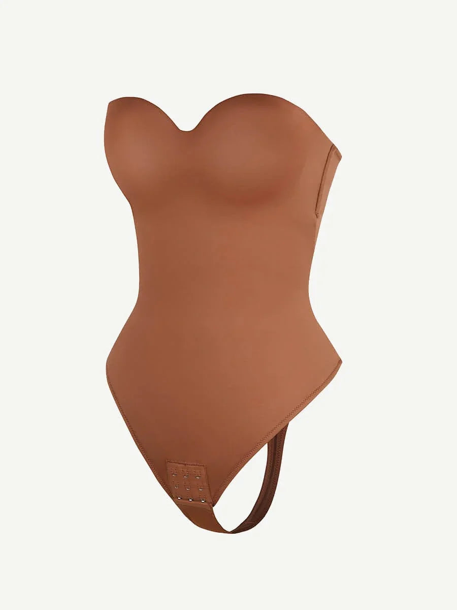 One-Piece Underwire Strap Removable Waist And Abdomen Shaping Thong Bodysuit -