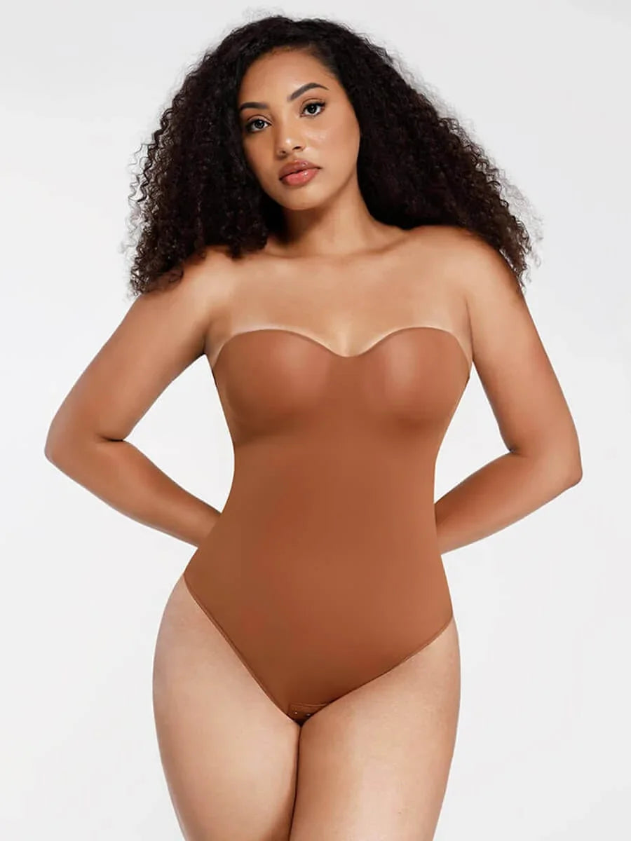 One-Piece Underwire Strap Removable Waist And Abdomen Shaping Thong Bodysuit -