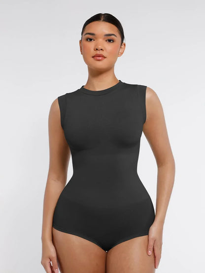 Seamless Cap Sleeve Bodysuit for Waist and Abdomen Shaping Shapewear -