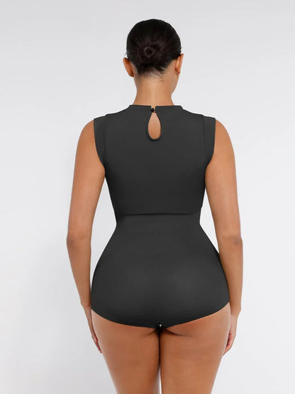 Seamless Cap Sleeve Bodysuit for Waist and Abdomen Shaping Shapewear -