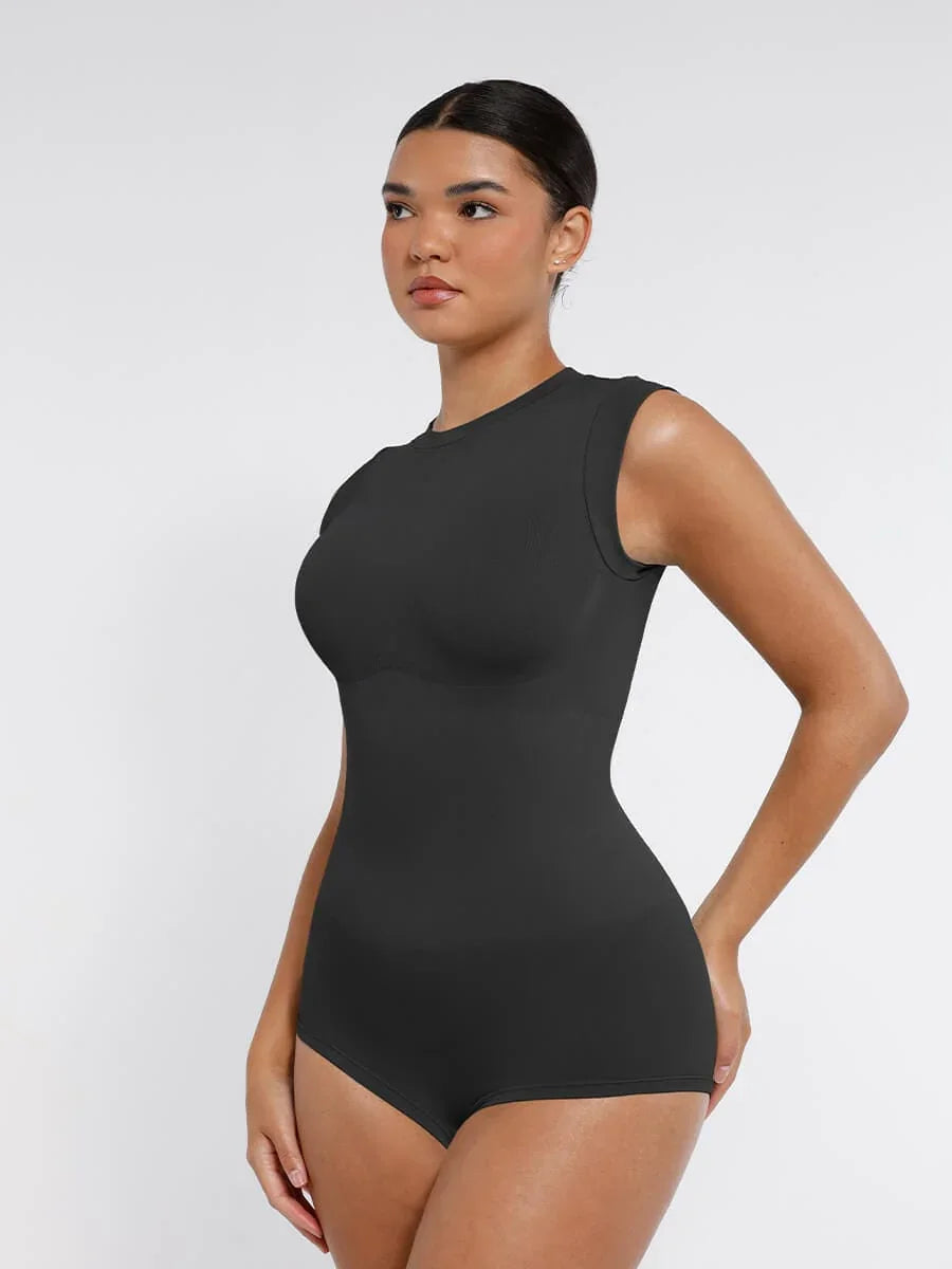 Seamless Cap Sleeve Bodysuit for Waist and Abdomen Shaping Shapewear -