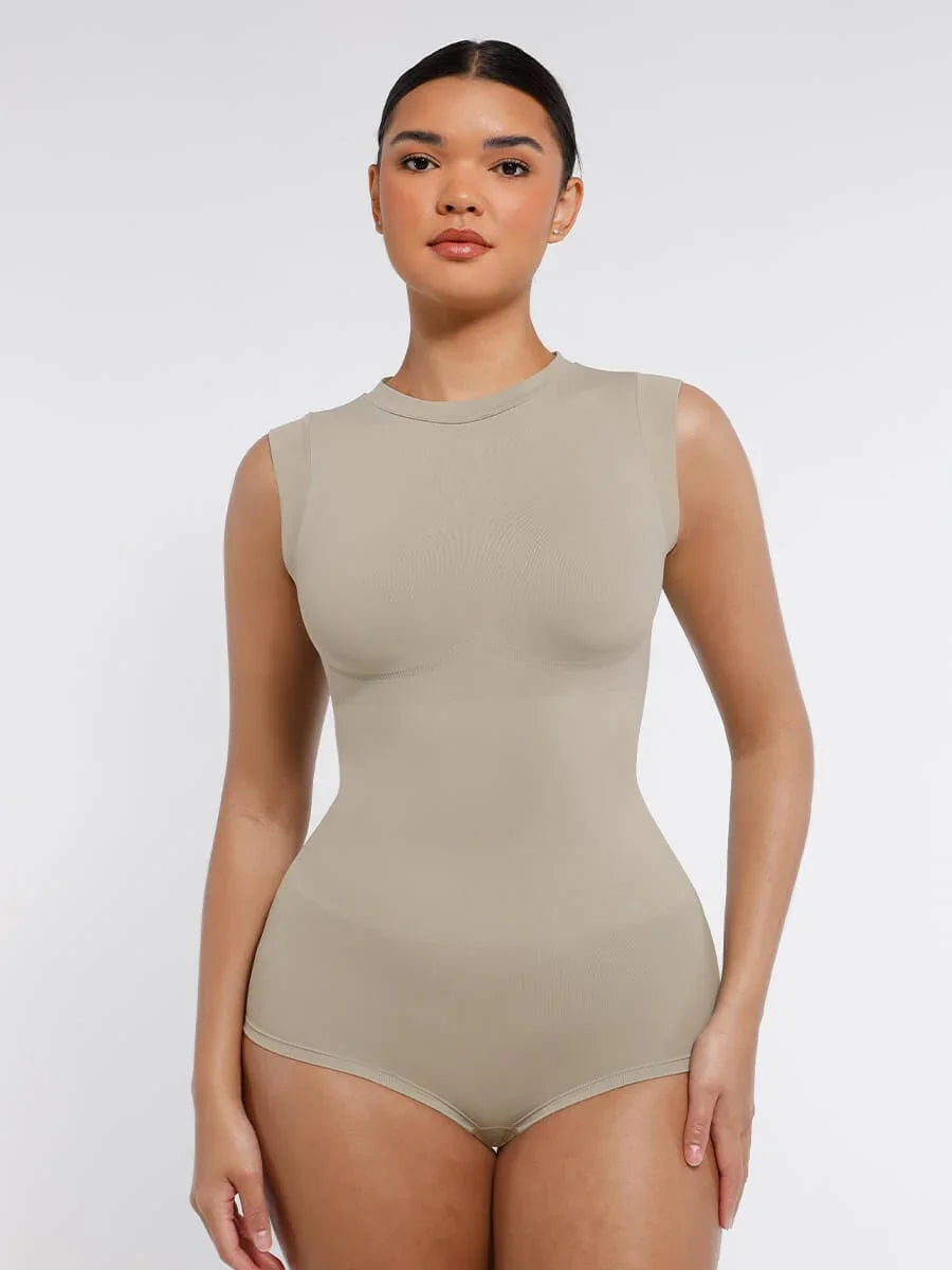 Seamless Cap Sleeve Bodysuit for Waist and Abdomen Shaping Shapewear -