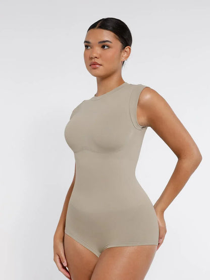Seamless Cap Sleeve Bodysuit for Waist and Abdomen Shaping Shapewear -