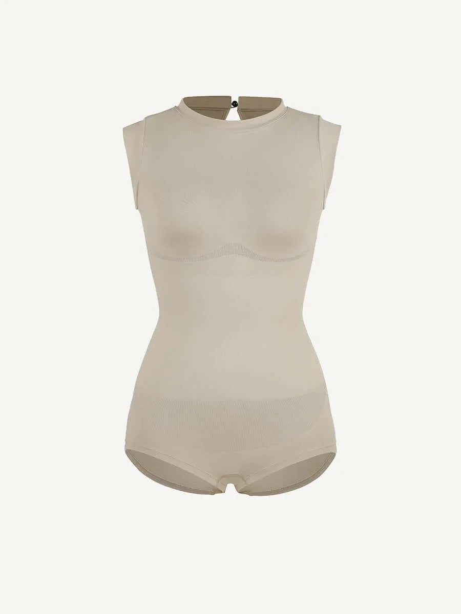 Seamless Cap Sleeve Bodysuit for Waist and Abdomen Shaping Shapewear -