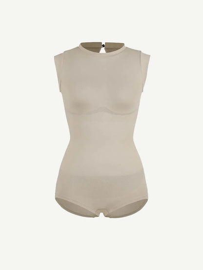 Seamless Cap Sleeve Bodysuit for Waist and Abdomen Shaping Shapewear -