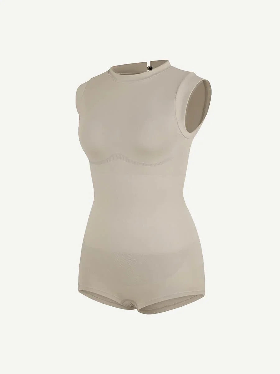 Seamless Cap Sleeve Bodysuit for Waist and Abdomen Shaping Shapewear -