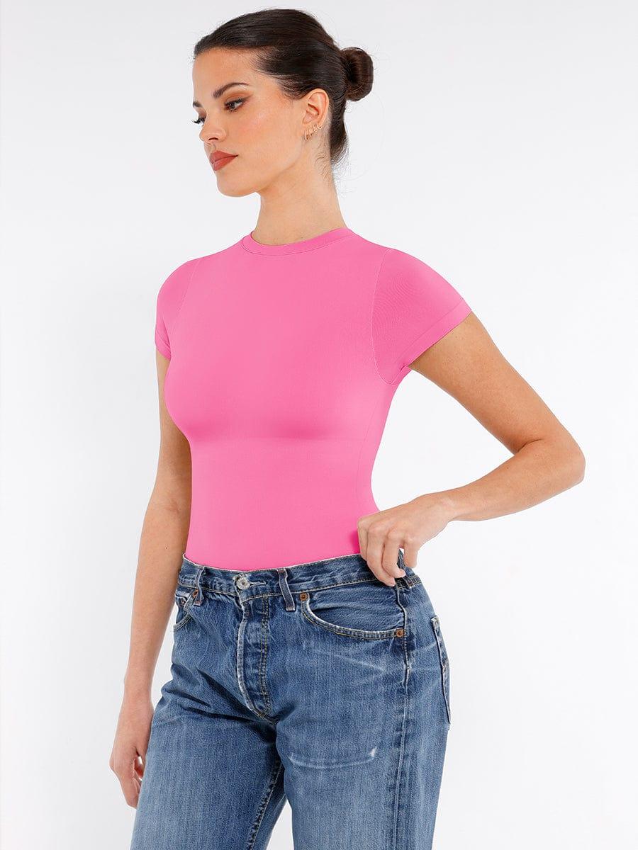Seamless Bodysuit for Women – Tummy Control Short Sleeve Shaping Brief with Butt Lift -