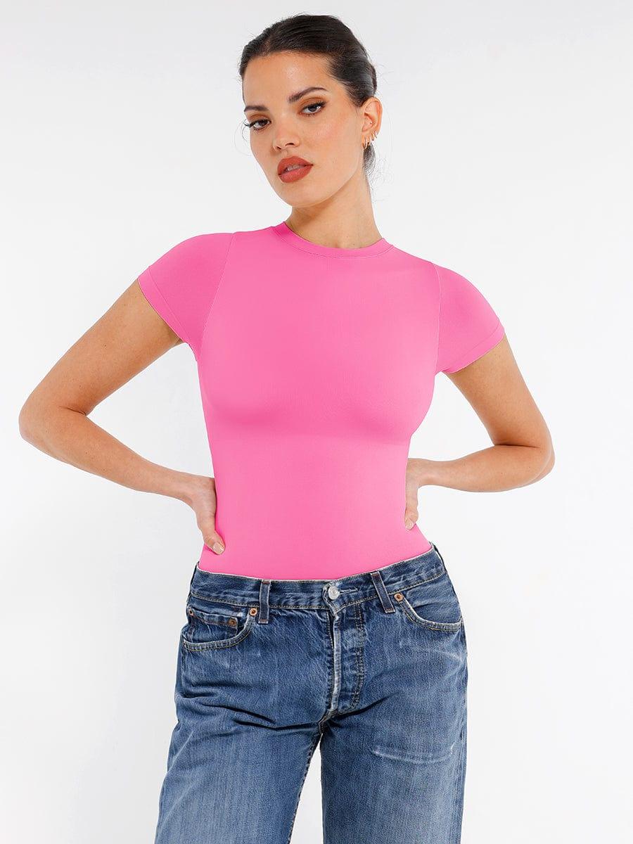 Seamless Bodysuit for Women – Tummy Control Short Sleeve Shaping Brief with Butt Lift -