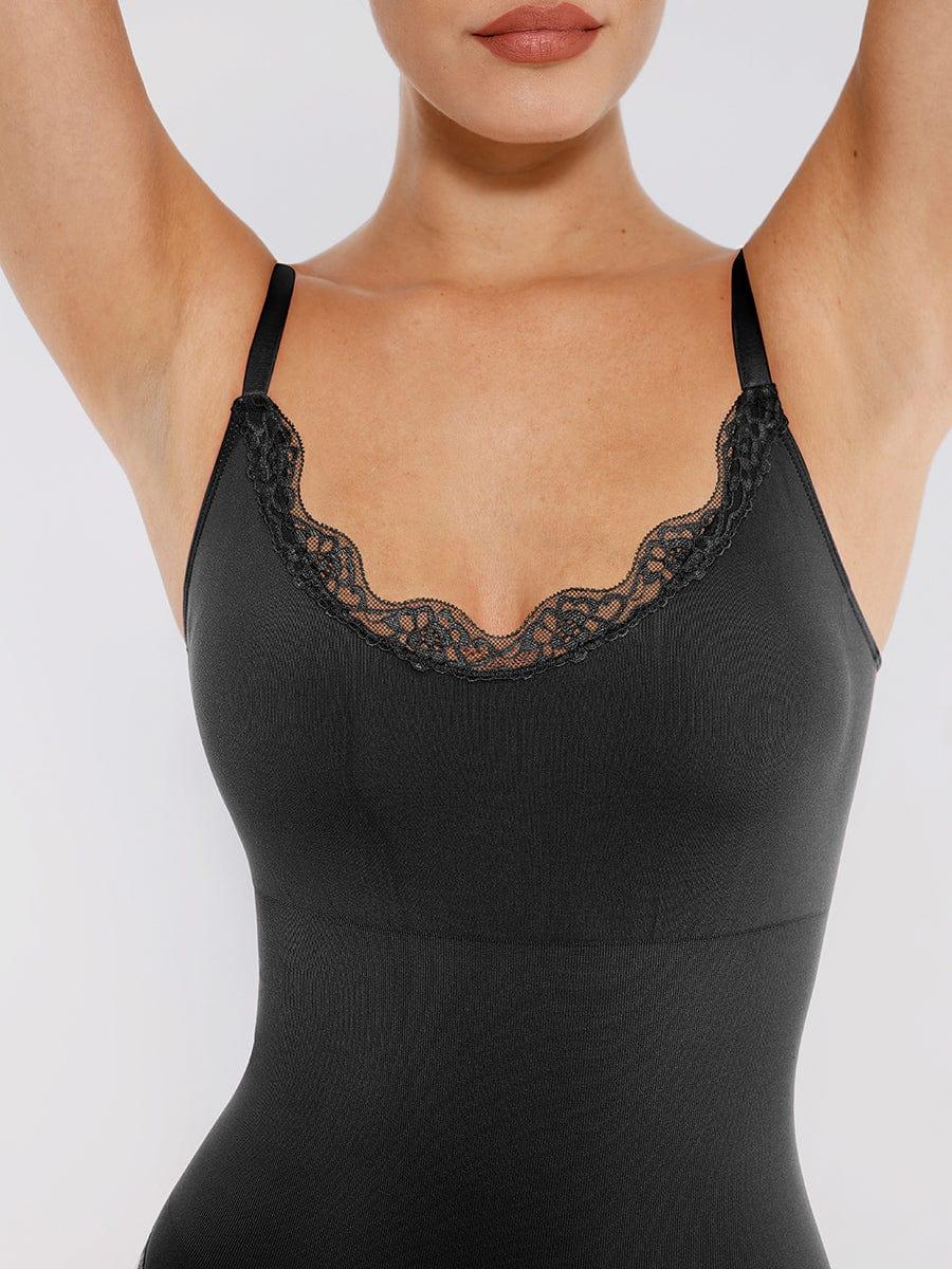 Seamless lace Cami Waist Abdomen Shaping Thong Bodysuit -