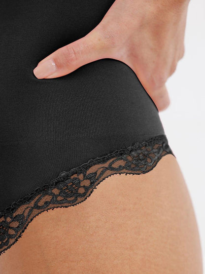 Seamless lace Cami Waist Abdomen Shaping Thong Bodysuit -