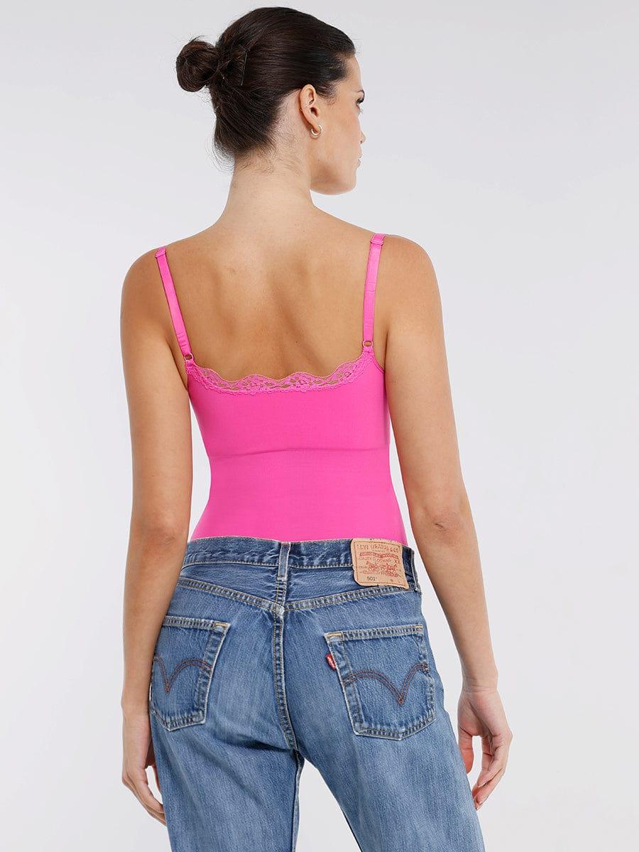 Seamless lace Cami Waist Abdomen Shaping Thong Bodysuit -