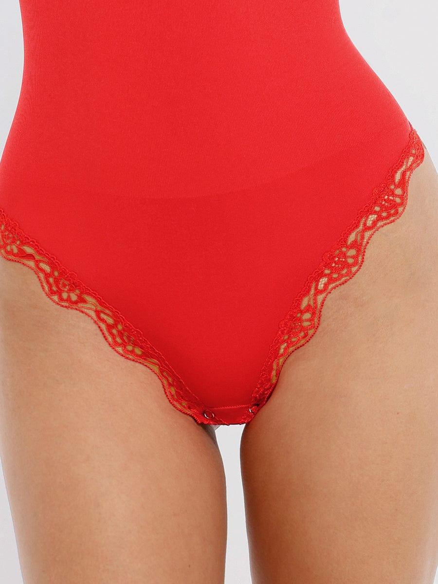 Seamless lace Cami Waist Abdomen Shaping Thong Bodysuit -