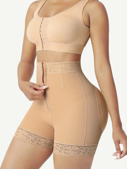 Wholesale Front Zipper Butt Lifter Shorts High Waist Curve-Creating -