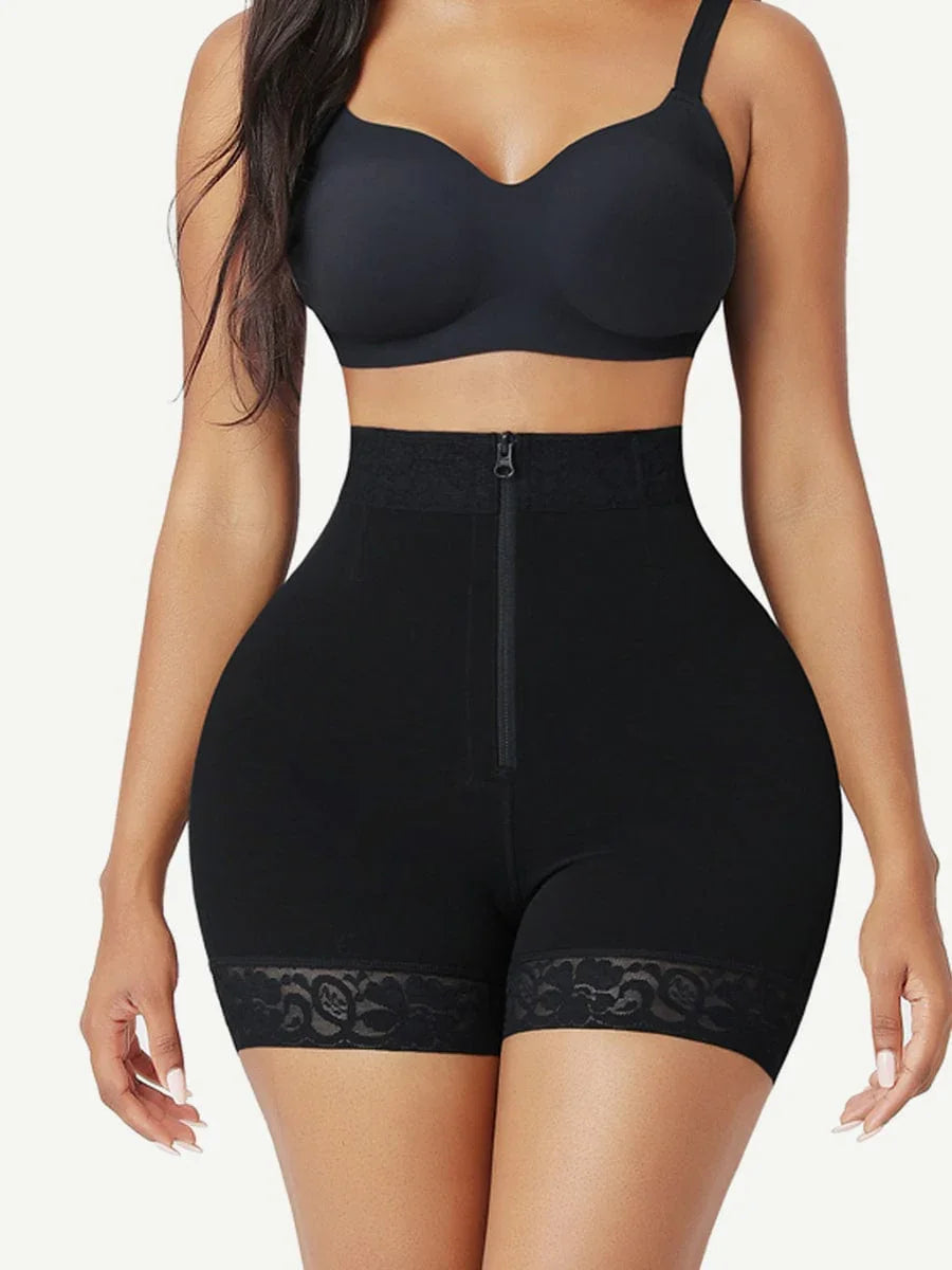Wholesale Front Zipper Butt Lifter Shorts High Waist Curve-Creating -