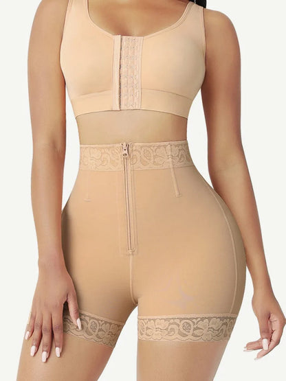Wholesale Front Zipper Butt Lifter Shorts High Waist Curve-Creating -