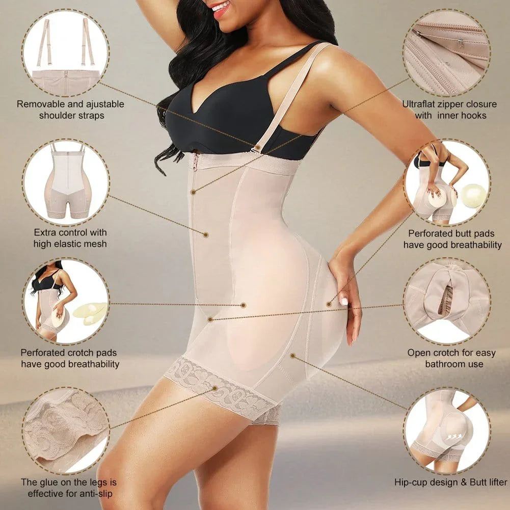 Wholesale Butt Lifter High Waist Lace Removable Pads Firm Compression -