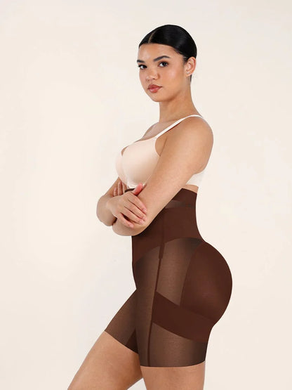 High-Waisted Shaping Briefs Breathable Mesh Waist & Abdomen Control Butt Lifter -