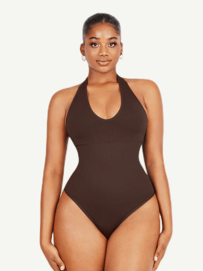 Seamless Hanging Neck Bodysuit Shapewear -