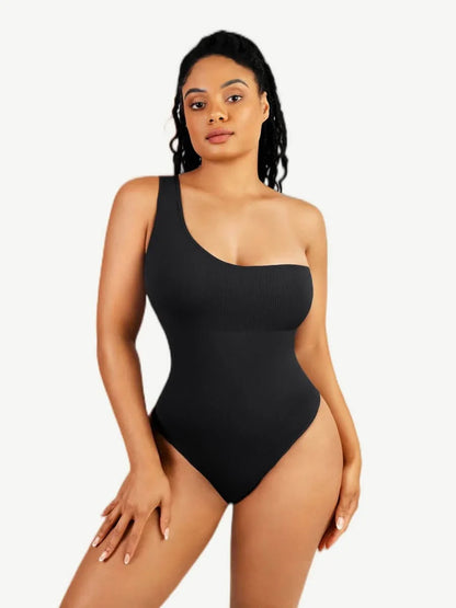 Seamless One-Shoulder Waist Sculpting Tummy Control Body Bodysuit -