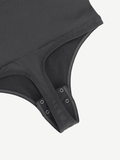 Seamless Eco-friendly Square Neck Long Sleeve 360° Waist Control Thong Bodysuit -